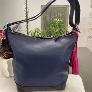 Coach Blue and Pink Leather Shoulder Bag